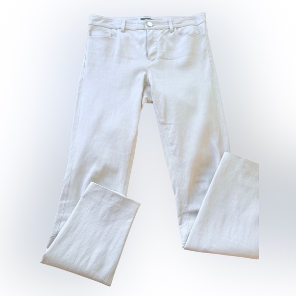 Theory Leather Off White Jeans